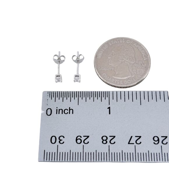 Vintage IBB Sterling Silver 925 3.1mm Round Cut Cubic Zirconia Stud Earrings - Picture 4 of 5